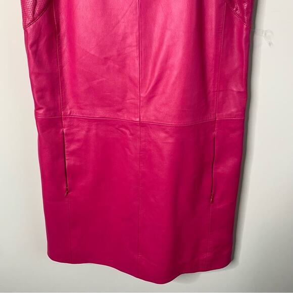Bod and Christensen hot pink leather fuchsia shift dress size‎ 4 NEW barbie - Picture 8 of 9